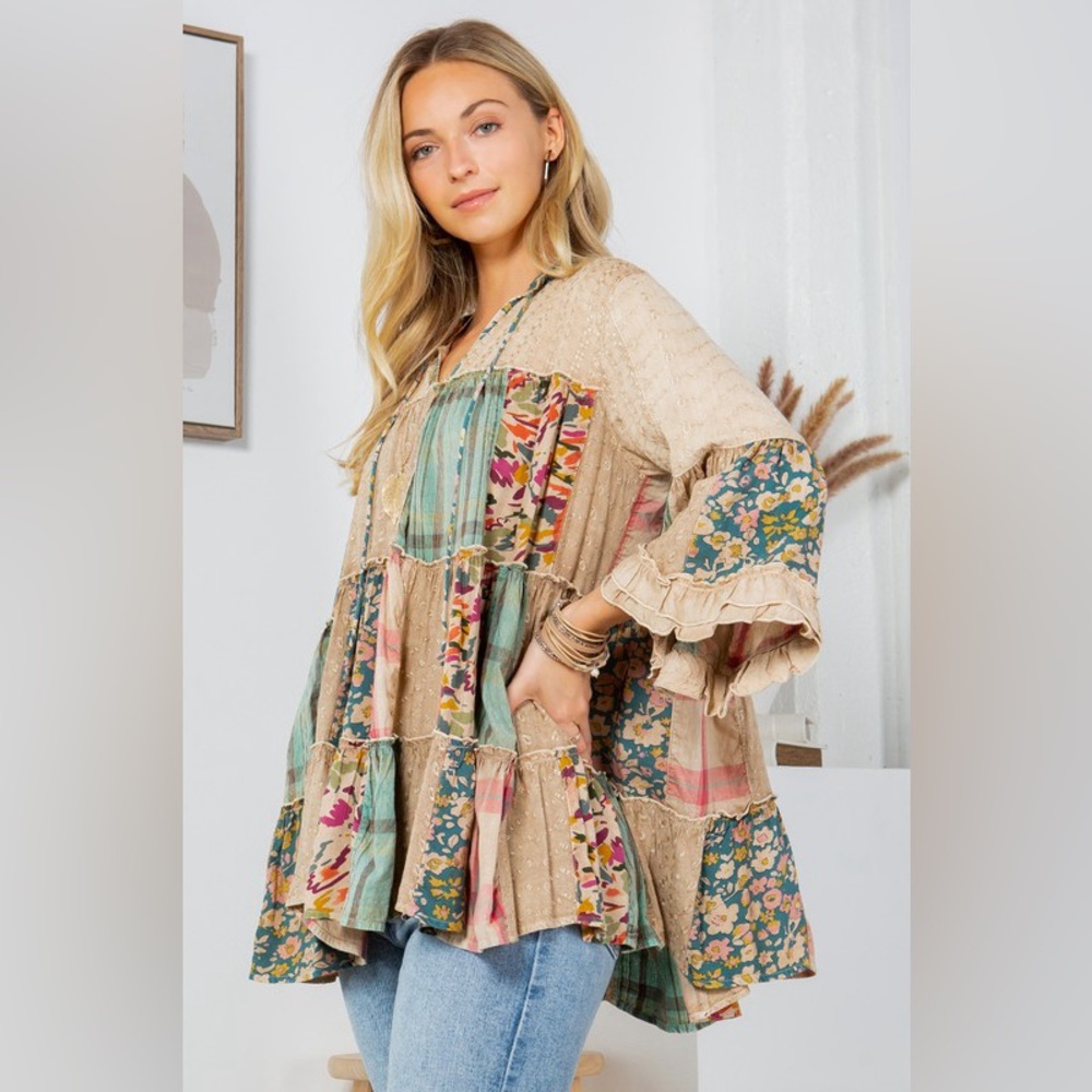 Floral Patchwork Boho Top